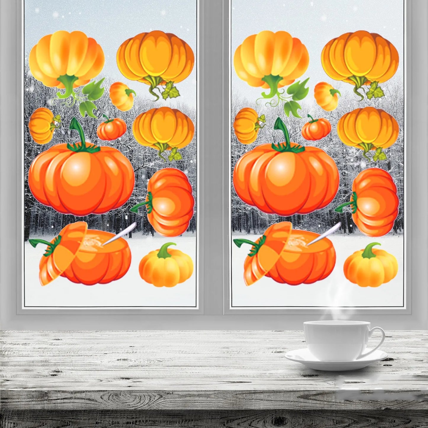 Thanksgiving Window Stickers Glass Decoration Maple Leaf Decals Thanksgiving Turkey Pumpkin Maple Leaf Autumn Wall Stickers