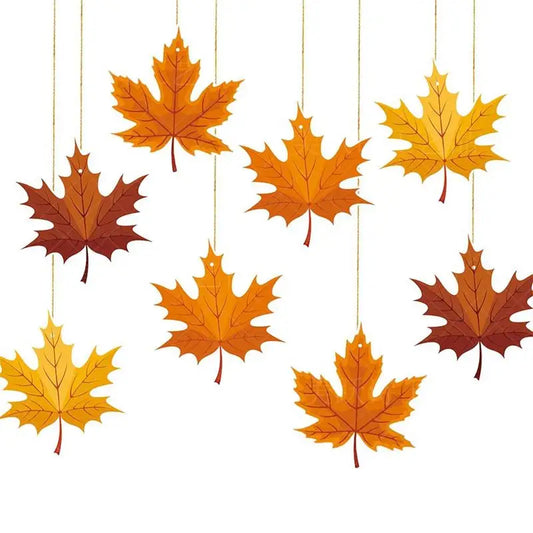 8Pcs Thanksgiving Party Maple Leaf Pulling Flower Pendant Harvest Season Family Gathering Background Hanging Garland DIY Decorat