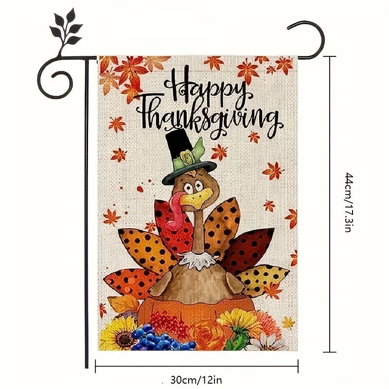 Cartoon Turkey Thanksgiving Garden Flag Thanksgiving Light Up Decor Garden Flag For Outdoor Fall House Yard Patio Decors