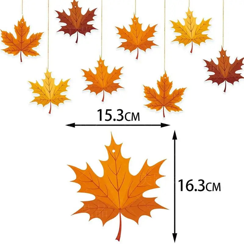 8Pcs Thanksgiving Party Maple Leaf Pulling Flower Pendant Harvest Season Family Gathering Background Hanging Garland DIY Decorat