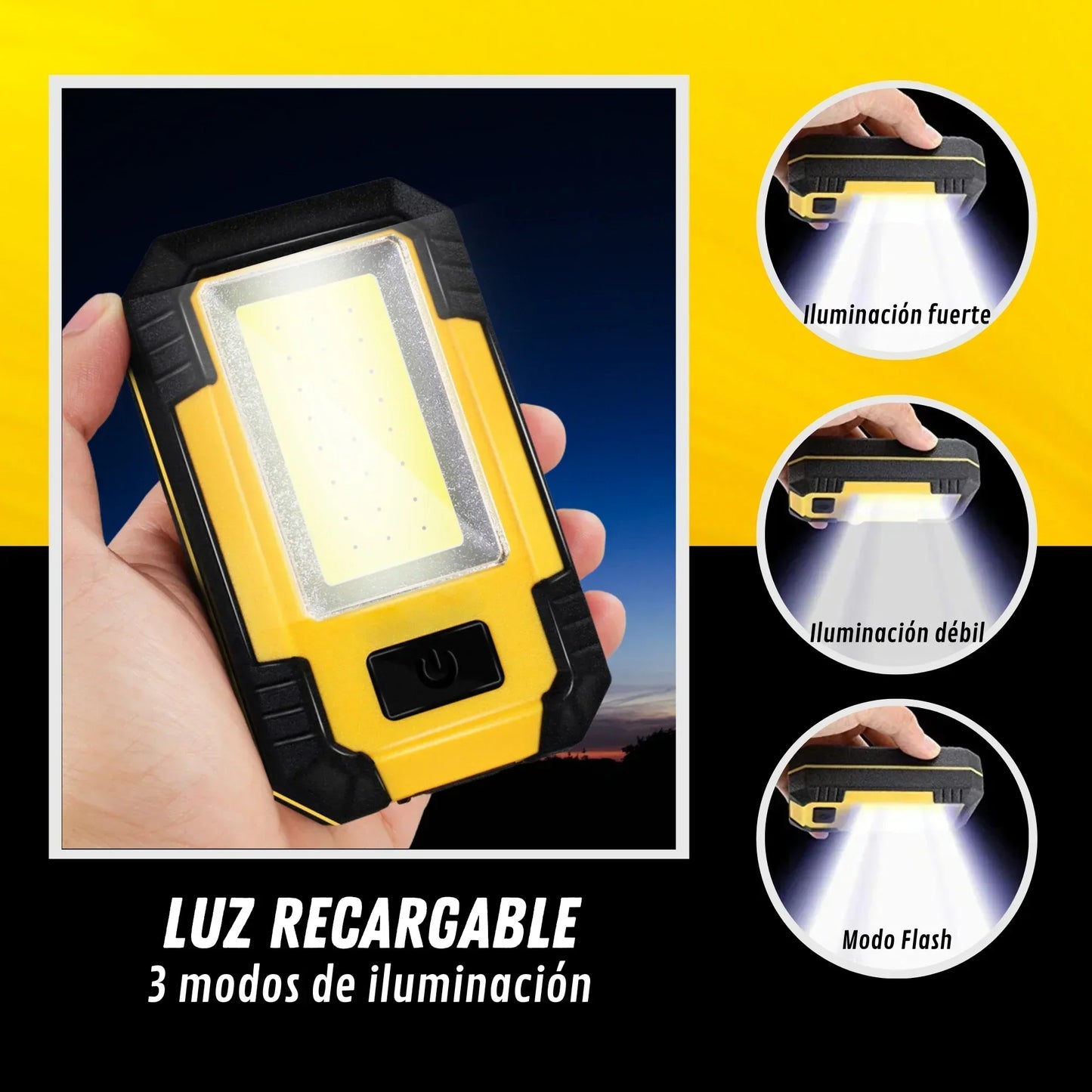 4000mah Led Work Light Rechargeable Super Bright COB Flashlight With Magnetic Portable Outdoor Camping Lantern Emergency Lamp